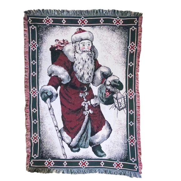 Christmas Vintage BEACON Santa Claus Blanket/Throw Tapestry #508 48"x64" - Picture 3 of 9